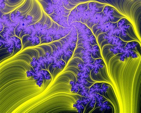 Blue Purple Yellow Fractal Abstract Geometries Background Stock