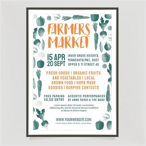 Vector Farmers Market Poster Template Market Poster Poster Template