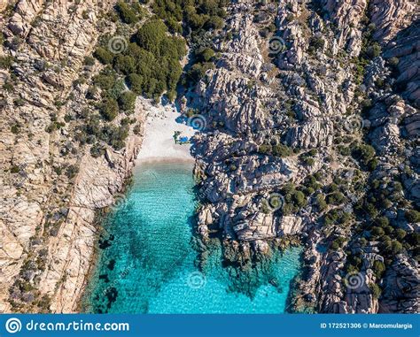Aerial View Of The Wonderful Beach Of Cala Coticcio Also Called Tahiti