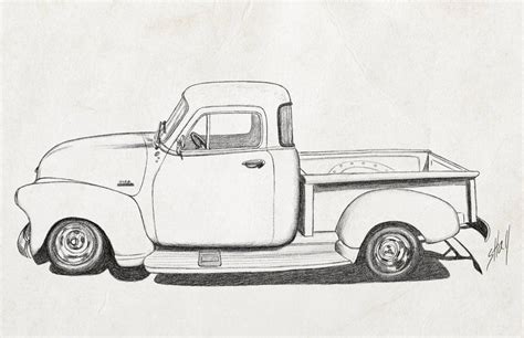 Difficult drawings are often easily created through simple steps. Truck Pencil Drawings | Pencil Drawings Of Chevy Trucks Vintage 1954 pickup… | Car drawings ...