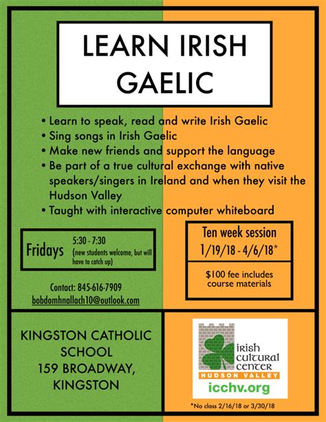 Irish Language Classes Irish Cultural Center Hudson Valley