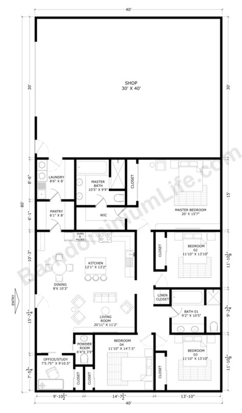 40x80 Barndominium Floor Plans With Shop What To Consider