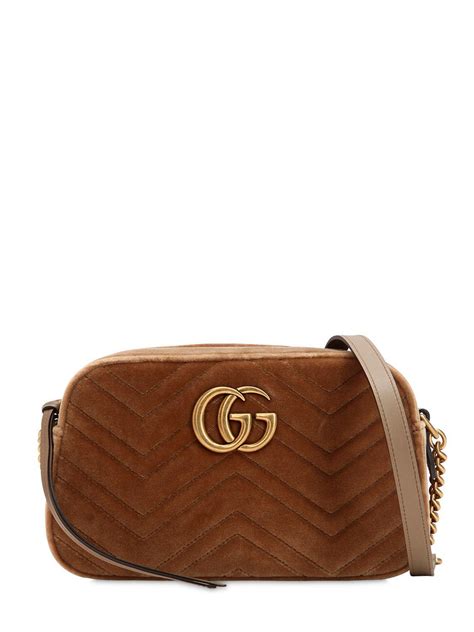 Gucci Small Gg Marmont Velvet Camera Bag In Beige Natural Lyst