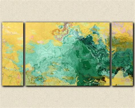 Oversize Abstract Modern Art Triptych Stretched Canvas Print Etsy