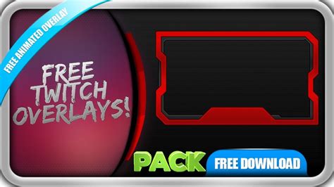 Free Twitch Overlay Template Animated Webcam Animated Red Line Pack