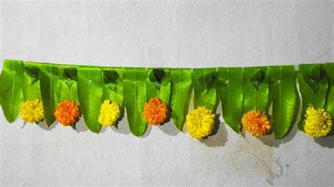 Diwali Toran Model With Marigold Flowers Mango Leaves Diwali