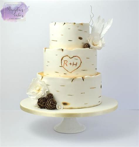 Birch Bark Wedding Cake Decorated Cake By Magdas Cakes Cakesdecor