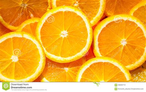 Background Made Of Sliced Juicy Oranges Stock Photo