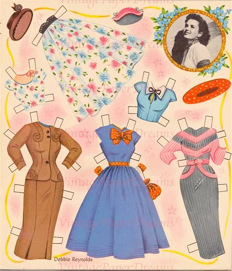 Vintage Paper Doll Printable Pdf Debbie Reynolds Paper Doll Etsy