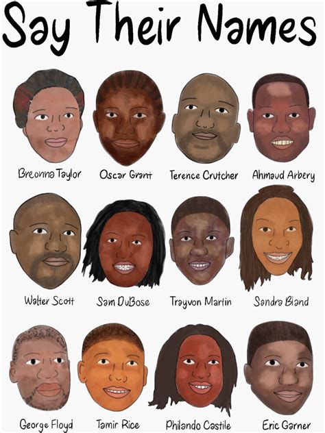 Say Their Names Remember Their Faces Sticker By Stuart Heintz