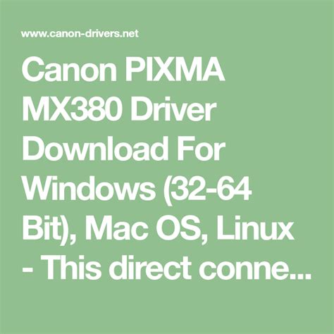 It is in printers category and is available to all software users as a free download. Canon PIXMA MX380 Driver Download For Windows (32-64 Bit ...