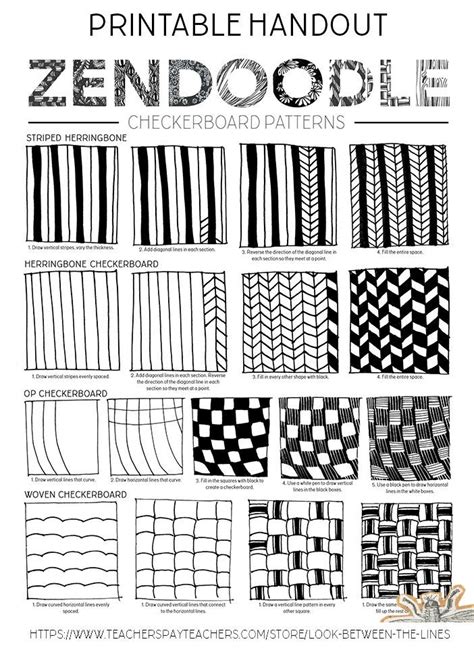 Make a zentangle design draw fractal the geometry of nature. Zentangle Drawing Handout, How to Draw Herringbone and Checkerboard Patterns in 2020 ...