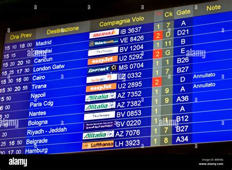 Información del aeropuerto junta mostrando las llegadas y salidas de