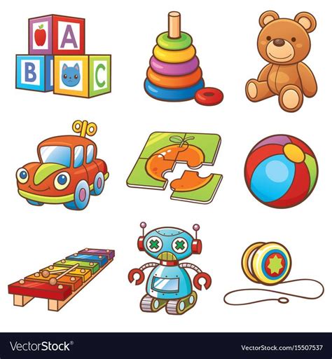 Vector Illustration Of Cartoon Toys Set Download A Free Preview Or