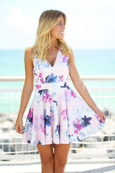 pink floral short dress with cut out back saved by the dress