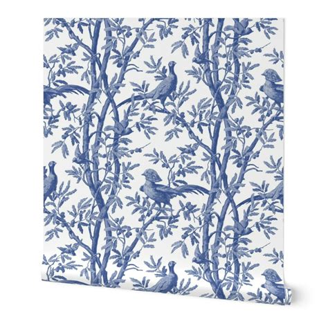 Wallpaper Roll Chinoiserie Toile Antique French Birds Trees Pine 24in X