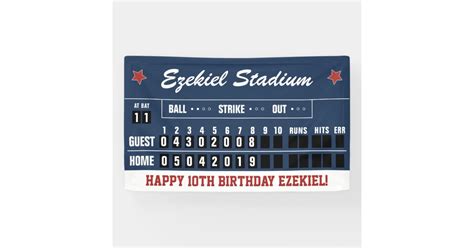 Vintage Red And Navy Baseball Scoreboard Birthday Banner Zazzle