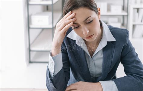 Exhausted Businesswoman In The Office Stock Image Image Of