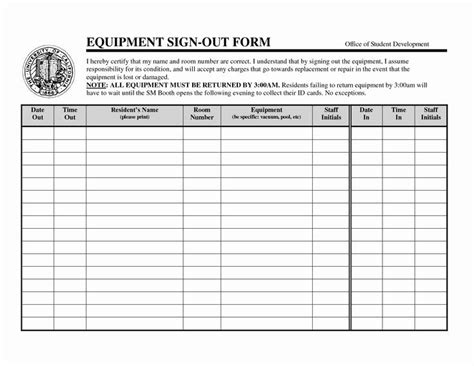 Equipment Checkout Form Template Unique Sheet Inventory Sign Out