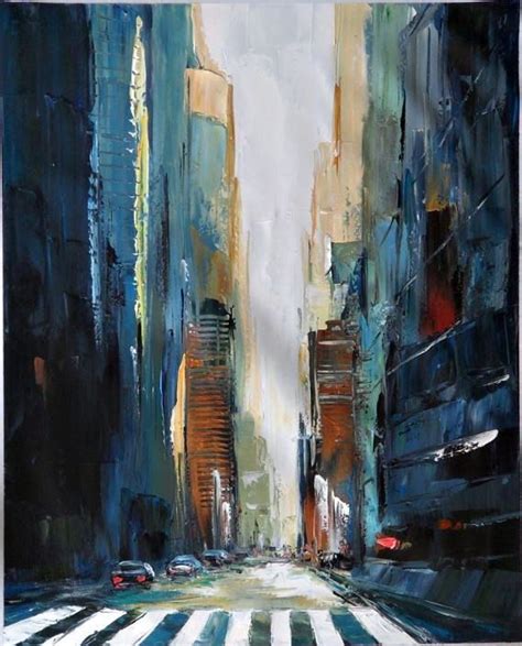 Abstract New York City Impasto Oil Painting Size 28x34 Inches City