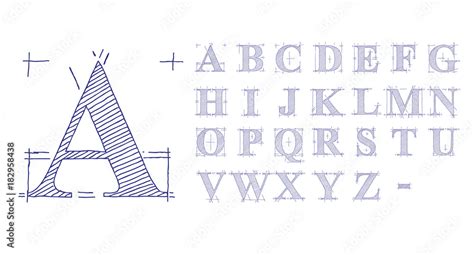 Technical Drawing Font Stock Vector Adobe Stock