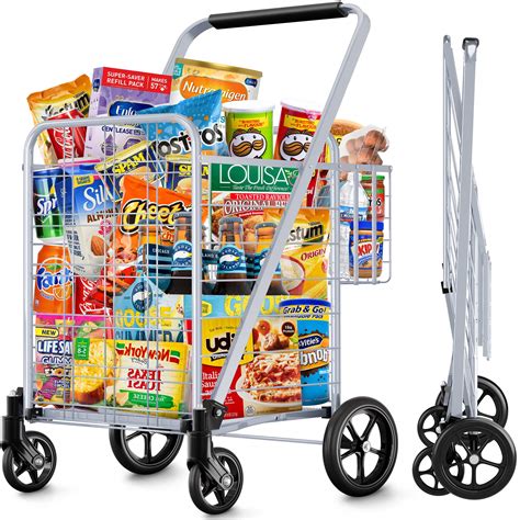 Buy Shopping Cart Jumbo Double Basket Grocery Cart 340 Lbs Capacity