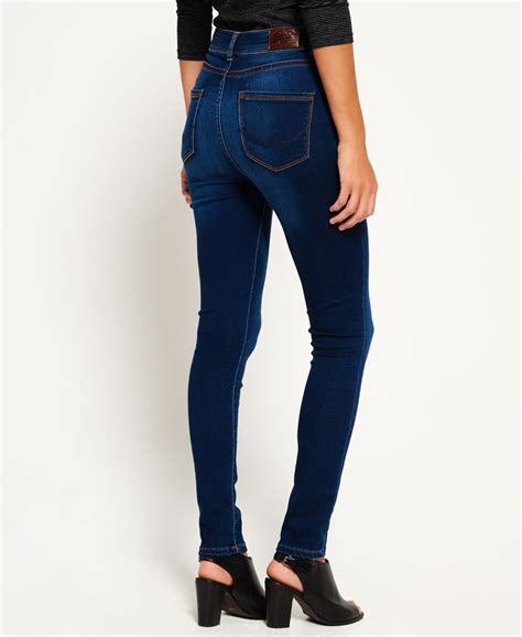 womens sophia high waist super skinny jeans in blue superdry uk