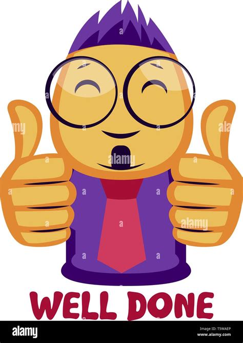 Yellow Guy Showing Two Thumbs Up Saying Well Done Vector Illustration
