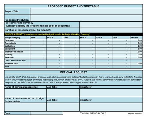 Budget Proposal Excel Template