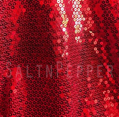 Red Sequin Fabric 5mm Full Sequins On Mesh Fabric Red Etsy