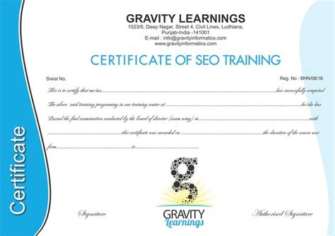 Certificate Design Certs Seo Training