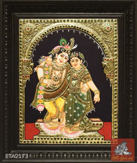 Goddess Radha Krishna Tanjore Painting 15x12 Ethnic Tanjore Arts