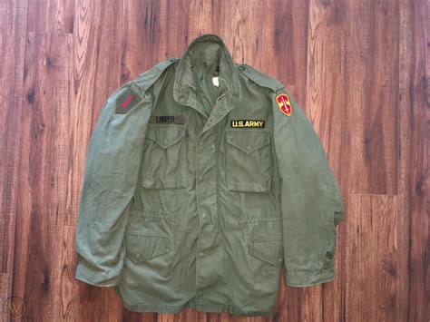 Us Army Vietnam Era M65 Field Jacket Macv 1st Infantry Xl