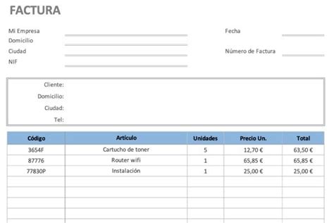 Factura Simple En Excel Plantillas Excel