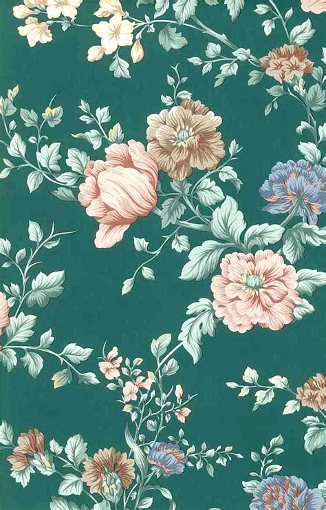 Flower and botany wallpaper designs is a popular choice for lush powder room interiors. English Cottage Floral Vintage Wallpaper Peach Green Pink ...