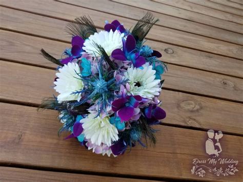 Daisies are great in bouquets because they play well with other flowers. Dress My Wedding - Gerbera daisy, thistle, and galaxy ...