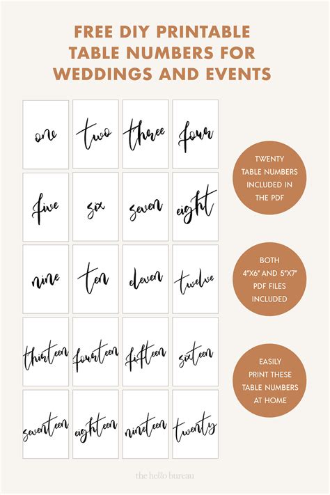Free Printable Table Numbers For Weddings And Events