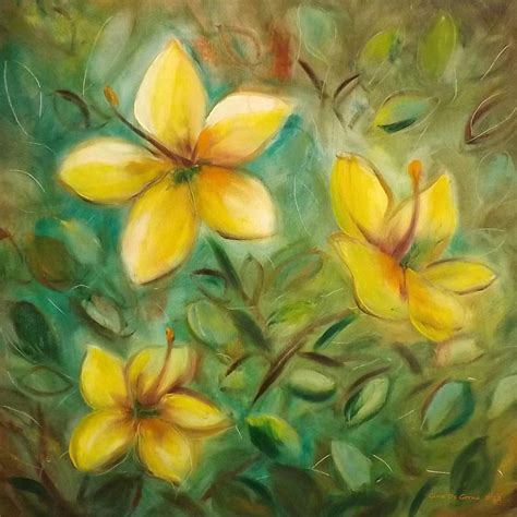 Yellow Flowers Painting By Gina De Gorna Fine Art America