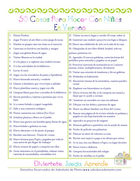 50 Cosas Para Hacer Con Niños En Verano Sabiduría De Mami