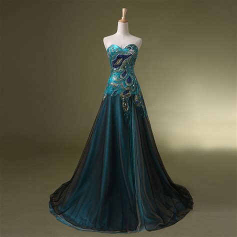 Peacock Prom Dresses Formal Evening Cocktail Ball Gown Size 2 4 6 8 10