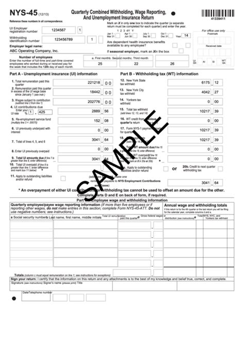 Nys 45 Fillable Form Printable Forms Free Online