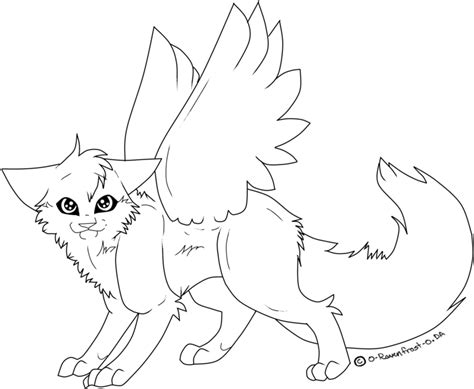 Download Winged Cat Lineart