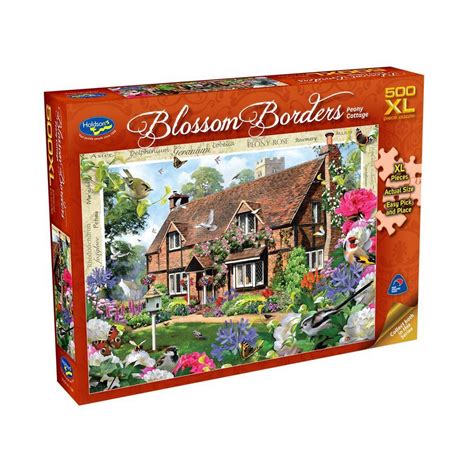 Holdson Puzzle Blossom Borders 500pc Xl Peony Cottage Holdson