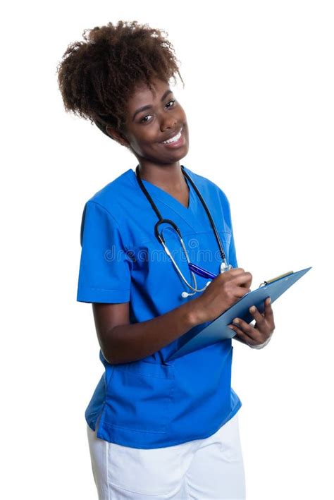 Beautiful African American Nurse With Clipboard Stock Image Image Of
