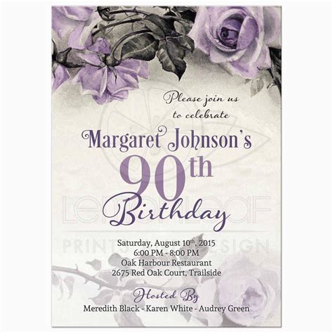 Free Printable 90th Birthday Invitation Templates