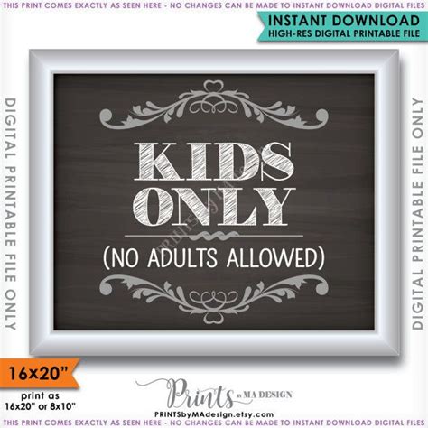 Kids Table Sign Kids Only No Adults Kids Table By Printsbymadesign Kids