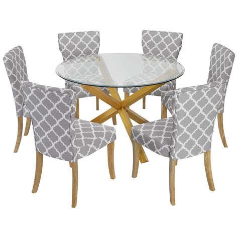 Check out our glass dining table selection for the very best in unique or custom, handmade pieces from our dining room furniture shops. Solid Oak & Glass Round Dining Table and Chair Set with 6 ...