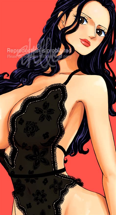 Sherumaru Korcht06 Nico Robin One Piece Highres 1girl Black Hair Black Lingerie Breasts