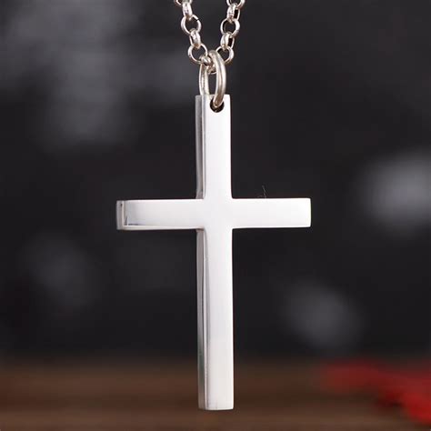 999 Fine Silver Polished Cross Pendant Necklace