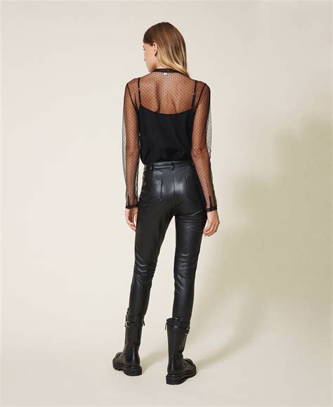 Faux Leather Skinny Trousers Woman Black Twinset Milano